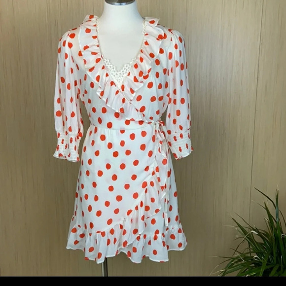 Rixo ruffle wrap dress polka dot large 12 14 - Picture 2 of 13